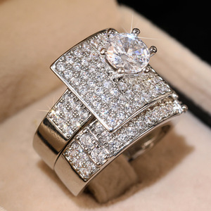 Set di Anelli Scintillanti per Matrimonio da Donna, Gioielli Eleganti per Abiti da Sera - Product Image 2