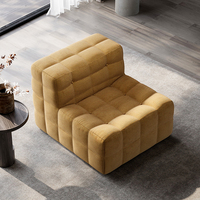 Fauteuil lounge en velours côtelé style Kashima, fauteuil d'appoint modulaire tout en mousse capitonné gaufré