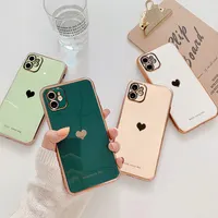 Smart Phone Cases Electroplated Radium Carved Cute Love Heart TPU Phone Case Cover For Girls