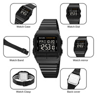 Jam Tangan Digital Olahraga Klasik Pria SKMEI 2475 Miyota Tali Baja Tahan Karat Paduan Logam Tahan Air 3BAR Alarm Layar LED Tanggal Otomatis