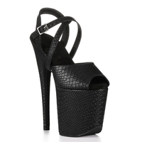 Chaussures de pole dance pour femmes à motif serpent en PVC, à lacets, avec bride cheville, bout ouvert, longue enveloppe, talon aiguille de 8 pouces, vente en gros personnalisée