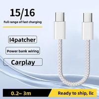 Kompatibel dengan iPhone 7-14 8PIN Kabel Data Anyaman TPE 12W Max PD Pengisian Cepat USB Ganda Nilon 0.15m