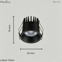 Spot encastré LED COB anti-éblouissement en aluminium, durable, pour plafond, hôtel, intérieur commercial MDL1212