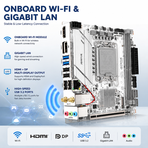 Carte mère JGINYUE <span class=keywords><strong>H610</strong></span> LGA1700 DDR4 ITX M-ATX pour jeux, compatible avec les processeurs de 12e, 13e et 14e génération, 2x M.2 NVMe, double sortie vidéo, PC - Product Image 5