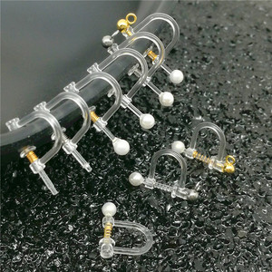 Anno Jewelry Transparent Pearl <b>Clip</b> <b>On</b> <b>Earrings</b> Plastic Resin Spring Ear <b>Clips</b> Unisex DIY Jewelry Accessories - Product Image 1