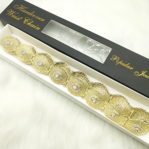 <span class=keywords><strong>Ceinture</strong></span> <span class=keywords><strong>en</strong></span> métal doré sur mesure de qualité supérieure pour robe de mariée arabe, entièrement ornée de strass, longueur réglable, style marocain - Product Image 2