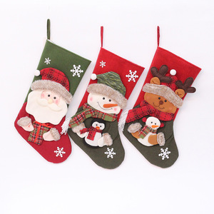 Sac cadeau en forme de chaussette de Noël, design Père Noël, bonhomme de neige, renne, nouvelles décorations de Noël 2022, sacs à bonbons écologiques - Product Image 4