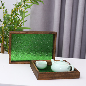 Bandeja de Almacenamiento para Decoración del Hogar, Bandeja de Té de Vidrio Estilo Japonés Retro, Mesa de Centro Rectangular de Madera Maciza, Plato para Frutas, Bandeja Pequeña - Product Image 2