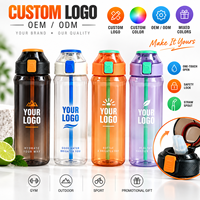 Bouteille d'eau sport personnalisée OEM 750 ml avec paille, couvercle à clapet à ouverture rapide et verrou de sécurité pour la salle de sport, les activités de plein air et les voyages