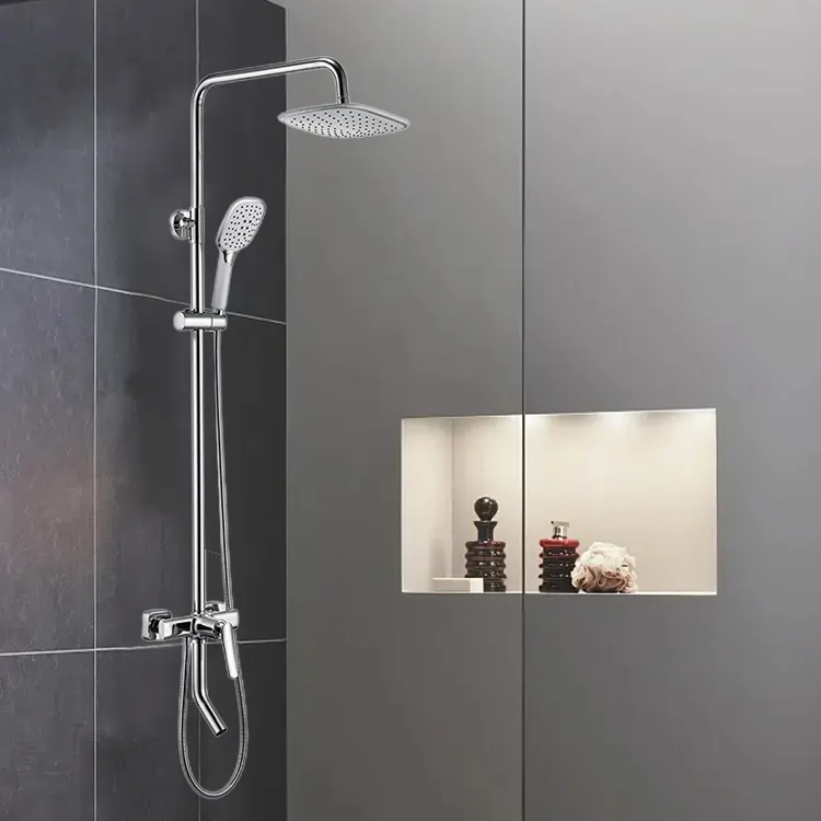 SONSILL hôtel luxe Chrome pluie ensemble de douche raccord sanitaire carré en laiton robinets de bain pommeau de douche