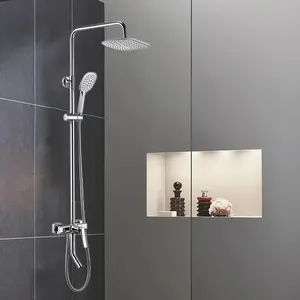 SONSILL Hotel Luxury Chrome Rain Shower Set Sanitary Fitting Square Brass Bath Taps Shower Head