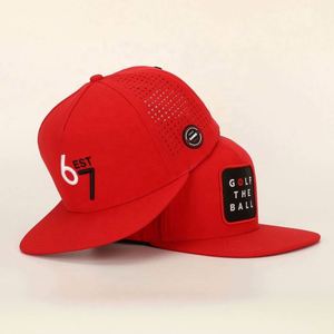 Wholesale Custom Design Your Own Logo Mens 5 Panel Laser Cut Hole Breathable Waterproof Sports Outdoor Adjustable <b>Flat</b> Bill - Product Image 1