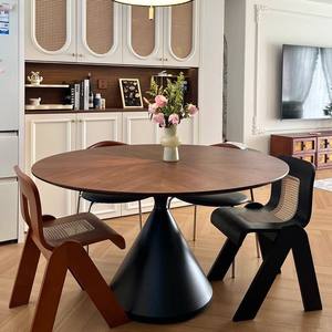 Mesa de comedor redonda de estilo vintage con estructura estable de madera de nogal para comedor - Product Image 1