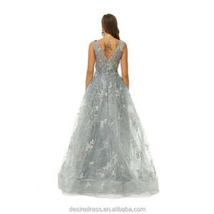 فساتين زفاف أنيقة باللون الرمادي للسيدات والنساء لؤلؤ ثلاثي الأبعاد برقبة على شكل حرف v مقاس كبير فساتين سهرة لأم العروس - Product Image 3