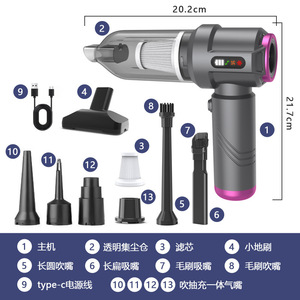 <b>Handheld</b> <b>Vacuum</b> Cleaner 1000W 11000Pa High Suction For Car Home Pet Cleaning With Multiple Attachments And Usb Charging - Product Image 2