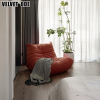 Fauteuil lounge Caterpillar à plis froncés, à nervures étroites, adapté aux animaux de compagnie, en micro-cordage, pour coin lecture, espace de vie et coin de chambre d'enfant