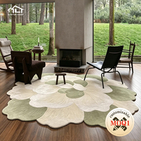 Tapis d'appoint Dsermer fait main de luxe en laine, moderne, à poils longs, motif floral abstrait, design persan, réversible, adapté aux animaux domestiques, 1 pièce