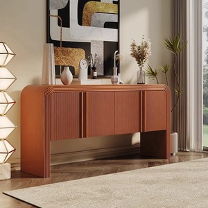 Meuble de rangement <span class=keywords><strong>d</strong></span>'appoint au design épuré avec <span class=keywords><strong>angle</strong></span> arrondi pour salon, <span class=keywords><strong>console</strong></span> de rangement minimaliste <span class=keywords><strong>en</strong></span> <span class=keywords><strong>bois</strong></span> peint à la française - Product Image 3