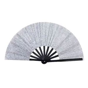 Éventail pliant personnalisé imprimé 13 pouces, à paillettes argentées, par sublimation, 100 % polyester, portable et durable, à succès - Product Image 3