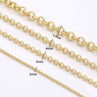 Cadenas de Eslabones Tipo O de Alta Calidad, Chapadas en Oro de 14K, Cadenas Rolo para Fabricación de Joyería Permanente DIY