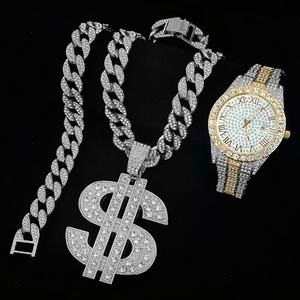 Collar con Colgante de Moda Hip Hop Europeo-Americano, Cadena Cubana con Dólares Incrustados de Diamantes, Accesorio Genial para Baile Urbano y Discoteca - Product Image 4