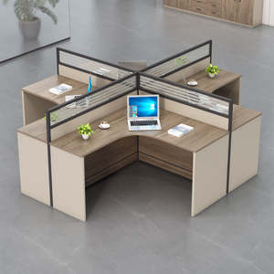 Escritorio Ejecutivo Modular Moderno Comercial para 4 Personas, Estación de Trabajo Portátil para Oficina o Escuela, Sillas, Mesas, Partición Inferior - Product Image 5