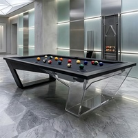 Table de billard haut de gamme en bois massif, nouveau design avec pieds en acrylique, plateau en ardoise de luxe, 8 pieds, pour loisirs intérieurs à la maison, villa ou complexe hôtelier