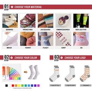 Chaussettes de sport en coton tricoté avec logo personnalisé, design gratuit, pour hommes, blanc et noir, chaussettes de course et d'entraînement - Product Image 4