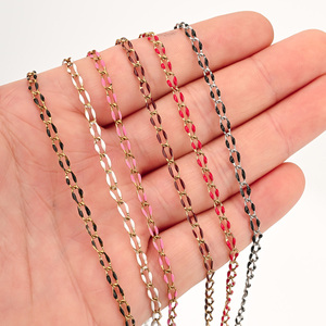 Stainless Steel PVD 18k Gold Plated Oval Shape Double-sides Enamel Chain Findings for <strong>Jewelry</strong> Making Accessory <strong>Supplies</strong> - Product Image 2