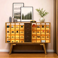 Buffet moderne en bois massif avec éclairage, étagère de rangement et de présentation pour villa, salle à manger, salon