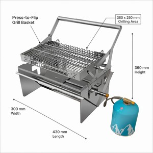 <span class=keywords><strong>Barbecue</strong></span> à <span class=keywords><strong>charbon</strong></span> de bois et à gaz, <span class=keywords><strong>barbecue</strong></span> rotatif portable pliable, foyer à gaz pour le camping, les barbecues et les pique-niques - Product Image 2