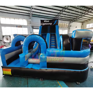 บ้านลมเป่าลมขนาดใหญ่กลางแจ้ง สีฟ้าลายสายฟ้า พร้อมสนามกีฬาเป่าลมเชิงพาณิชย์ - Product Image 1