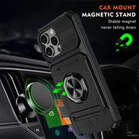 Coque de téléphone antichoc robuste avec anneau magnétique et support pour cartes pour iPhone Air 7 8 11 Plus 13 14 15 16 17 Pro Max