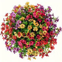 7-Rangkaian Bunga Daisy Violet Plastik Tahan UV, Tanaman Hijau Buatan, Dekorasi Rumah Modern, Pernikahan, Luar Ruangan