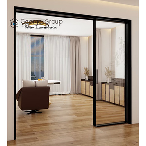 Portes coulissantes en verre et aluminium design moderne à profil mince pour la cuisine, la salle de bain, l'hôtel et le centre commercial pour l'intérieur de la pièce et le jardin. - Product Image 3