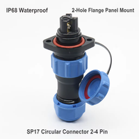 Connecteur d'alimentation étanche IP68 en laiton SP17, 2-4 broches, montage sur panneau à 2 trous, prise mâle et fiche femelle pour équipement électronique intelligent