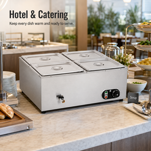 Commercial Bain Marie Electric Soup <b>Warmer</b> 4 Pan Stainless Steel <b>Buffet</b> <b>Food</b> <b>Warmer</b> with Drain Faucet 220V 1500W - Product Image 5