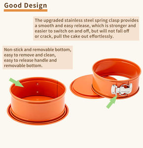 Xinze Moule à ressort en acier au carbone orange personnalisé de 9 pouces Poêle ronde à gâteaux en éponge de 0.6mm d'épaisseur - Product Image 4
