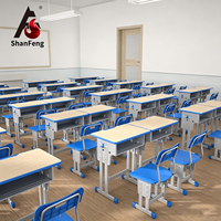 Ensemble bureau et chaise réglables modernes pour étudiants, structure en acier, plateau en HDF, tiroir en plastique PP, pour école primaire, salle de classe, enfants