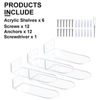 Ensemble de 6 étagères à chaussures en acrylique transparent, étagères à chaussures flottantes murales