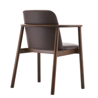 Fauteuil de salle à manger moderne, cadre en bois massif, coussin en cuir, chaise ronde pour tapisserie de Restaurant, DC-S163(V)