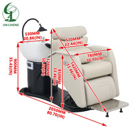 Chaise de lavage de cheveux réglable Jincheng pour salon de coiffure, fauteuil de coiffeur inclinable gris avec repose-pieds