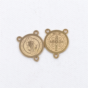 Children's 3-hole Virgin Mary St. Benedict Pendants | 18k PVD Plated Stainless Steel Charms & Medals DIY Catholic <b>Rosary</b> Making - Product Image 3