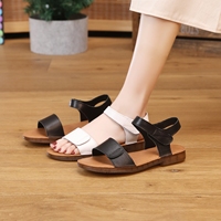 Nouvelles sandales respirantes à bout ouvert pour femme, semelle en cuir de vache, talons plats, semelle souple en PU, idéales pour les étudiantes et les activités estivales en extérieur