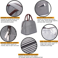 Sac isotherme pour le déjeuner pour hommes et femmes, boîte à lunch portable isolée pour garder les aliments frais