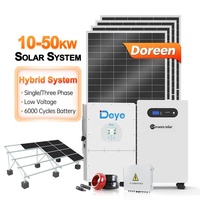 Kit complet de panneaux solaires monocristallins en silicium 15KW 30KW, système solaire hors réseau/sur réseau avec batterie au lithium et contrôleur MPPT