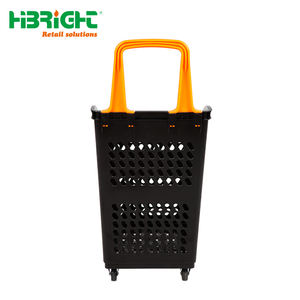 उच्च उज्ज्वल पोर्टेबल 4 पहियों हल्के बाजार स्टोर सुपरमार्केट शॉपिंग बास्केट - Product Image 2