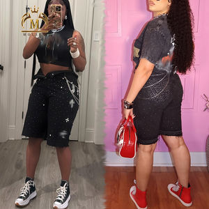 नई ट्रेंडी महिला डेनिम शॉर्ट्स ने फसल शर्ट सेट की टॉप गैंडों को सेट किया सेक्सी y2k दो टुकड़ा डेनिम जींस - Product Image 1