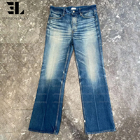 LARSUR Custom Denim Factory Premium Distress Wash Flare Denim Pants Straight Leg Western Classic Ripped Damage BootCut Jeans Homme