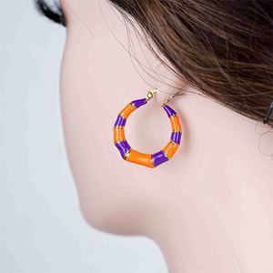 304 316 Spot Goods Trendy Orange Purple Acrylic Hoop Earrings <b>Gold</b> Plated Women's Fashion Jewelry - Product Image 2